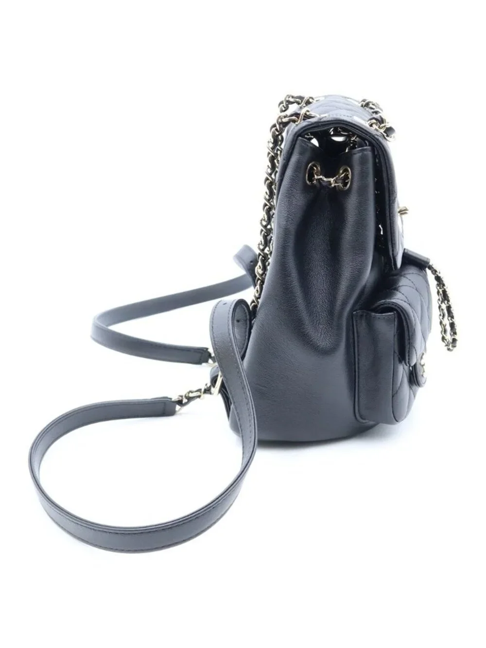 Chanel Quilted Backpack Black Lambskin Gold